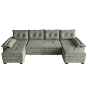 ZEUSFULLY 109.5 inch U-shaped sleeper sofa with stable iron frame in light grey