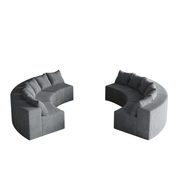 Curved Symmetrical Corduroy Modular Sectional Foam Sofa with 12 Pillows