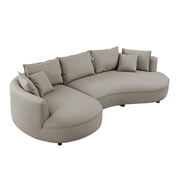 Modern Curved Sectional Sofa – 5-Seat Eco-Leather Chaise Sofa