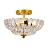 ZEUSFULLY Floral Glass Semi Flush Mount Ceiling Light | 3-Light Modern Vintage Ceiling Fixture with E26 Sockets