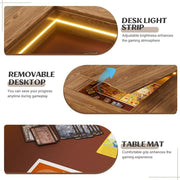 Convertible Board Game Dining Table for 4-6 Players with LED Vault & Storage - Brown