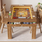 Convertible Board Game Dining Table for 4-6 Players with LED Vault & Storage - Brown