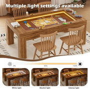 Convertible Board Game Dining Table for 4-6 Players with LED Vault & Storage - Brown