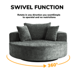 360 degree smooth rotation function overview diagram for green foam round cuddle lounge chair.