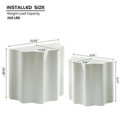 Modern Wavy Fiberglass Console & Side Table Set, No Assembly Sculptural Coffee Table Duo for Living Room Entryway Apartment