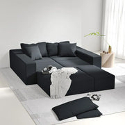 Modular Sectional Sofa, 132” L Shaped Upholstered Sofa Couch with 6 Pillows, No Assembly Living Room Sofa