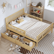 Full Size Wood Platform Bed with Guardrails on Both Sides and Two Storage Drawers – Secure & Spacious Solid Wood Platform Bed Frame