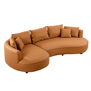 Modern Curved Sectional Sofa – 5-Seat Eco-Leather Chaise Sofa