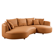Modern Curved Sectional Sofa – 5-Seat Eco-Leather Chaise Sofa