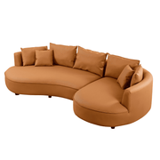 Modern Curved Sectional Sofa – 5-Seat Eco-Leather Chaise Sofa
