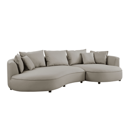 Modern Curved Sectional Sofa – 5-Seat Eco-Leather Chaise Sofa