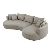 Modern Curved Sectional Sofa – 5-Seat Eco-Leather Chaise Sofa