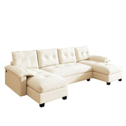U-Shaped Sleeper Sofa with Pull Out Bed, 104.7