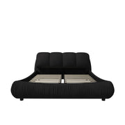 Luxury Queen Upholstered Platform Bed with Oversized Padded Headboard & Solid Wood Frame