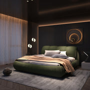 Luxury Queen Upholstered Platform Bed with Oversized Padded Headboard & Solid Wood Frame