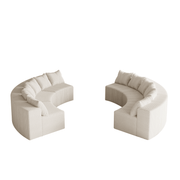 Curved Symmetrical Corduroy Modular Sectional Foam Sofa with 12 Pillows