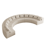 Curved Symmetrical Corduroy Modular Sectional Foam Sofa with 12 Pillows