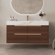 Poseidon 35.4-Inch Modern Bathroom Vanity with Undermount Sink & Sintered Stone Top