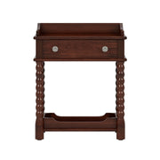 Retro Solid Wood Nightstand with Storage Drawer and Open Display Shelf