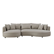 Modern Curved Sectional Sofa – 5-Seat Eco-Leather L & R Chaise Sofa (Grey & Orange)