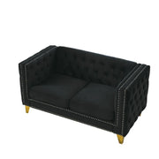 Velvet Sofa 2-Seat, Button Tufted Chesterfield Couch with Metal Legs