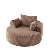 55” Corduroy Lounge Chair – No Assembly Fluffy Single Sofa with Ultra-Soft Support for Living Room & Bedroom