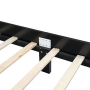 Queen Wooden Platform Bed with Natural Rattan Headboard