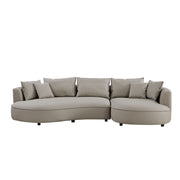 Modern Curved Sectional Sofa – 5-Seat Eco-Leather L & R Chaise Sofa (Grey & Orange)