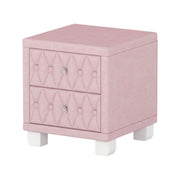 Elegant Upholstered Velvet Nightstand with Button-Tufted Design and Crystal Knobs
