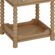 Retro Solid Wood Nightstand with Storage Drawer and Open Display Shelf