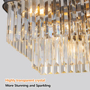 Rectangular Crystal Chandelier Adjustable Modern E12 Crystal Hanging Light