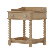 Retro Solid Wood Nightstand with Storage Drawer and Open Display Shelf