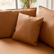 Modern Curved Sectional Sofa – 5-Seat Eco-Leather L & R Chaise Sofa (Grey & Orange)