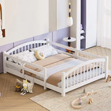 Full Montessori Floor Bed with Guardrails, Solid Wood Kids Bed Frame with Slats – Safe Low Profile Bed for Toddlers & Kids