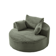 55” Corduroy Lounge Chair – No Assembly Fluffy Single Sofa with Ultra-Soft Support for Living Room & Bedroom