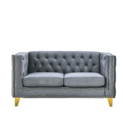 Velvet Sofa 2-Seat Button Tufted Design