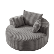 55” Corduroy Lounge Chair – No Assembly Fluffy Single Sofa with Ultra-Soft Support for Living Room & Bedroom