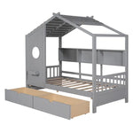 House bed with storage drawers twin size