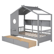 House bed with storage drawers twin size