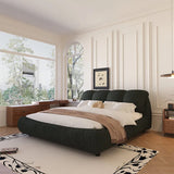 Luxury Queen Upholstered Platform Bed with Oversized Padded Headboard & Solid Wood Frame