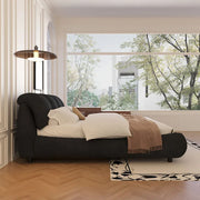 Luxury Queen Upholstered Platform Bed with Oversized Padded Headboard & Solid Wood Frame