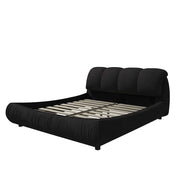 Luxury Queen Upholstered Platform Bed with Oversized Padded Headboard & Solid Wood Frame
