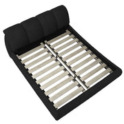 Luxury Queen Upholstered Platform Bed with Oversized Padded Headboard & Solid Wood Frame