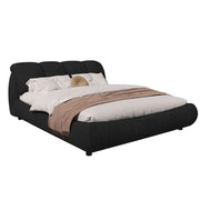 Luxury Queen Upholstered Platform Bed with Oversized Padded Headboard & Solid Wood Frame