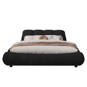 Luxury Queen Upholstered Platform Bed with Oversized Padded Headboard & Solid Wood Frame