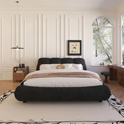 Luxury Queen Upholstered Platform Bed with Oversized Padded Headboard & Solid Wood Frame