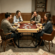ZEUSFULLY 6-Sided Convertible Board Game & Dining Table for 4-6 Players with 54