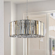 modern crystal drum pendant chandelier 17 inch chrome light