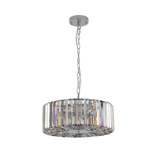 modern crystal drum pendant chandelier 17 inch chrome light