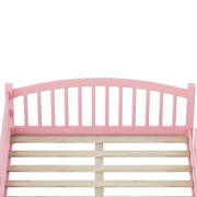 Full Montessori Floor Bed with Guardrails, Solid Wood Kids Bed Frame with Slats – Safe Low Profile Bed for Toddlers & Kids